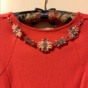 Jewel neck coral skater dress, Sz M